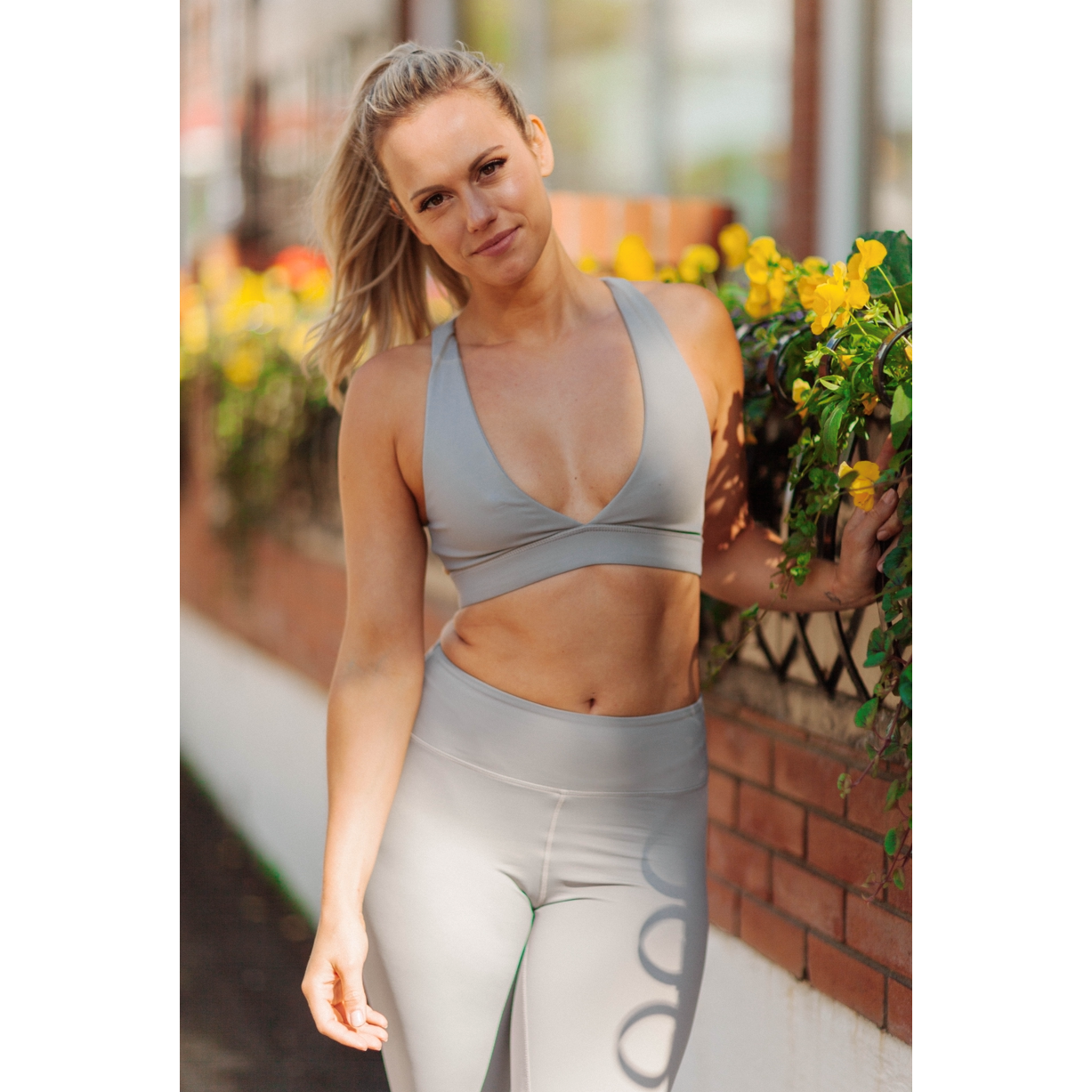 Women's sports bra. Deep plunge cut racerback bra