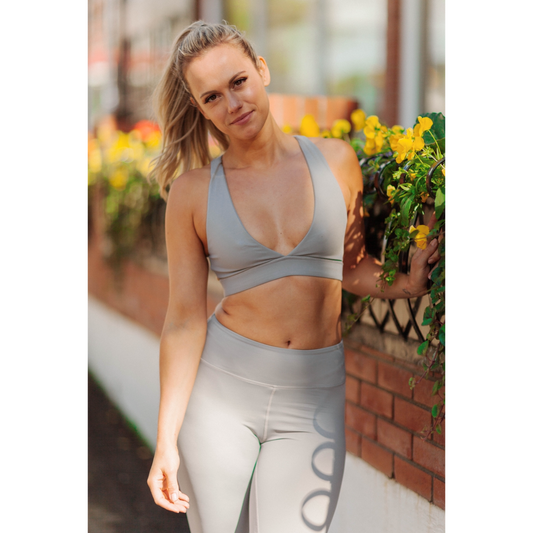 Women's sports bra. Deep plunge cut racerback bra