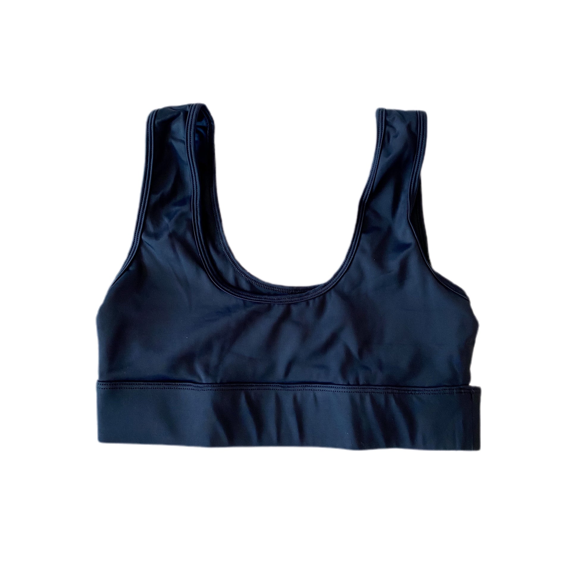 Women's Sports Bra in Black with thick straps and underbust band